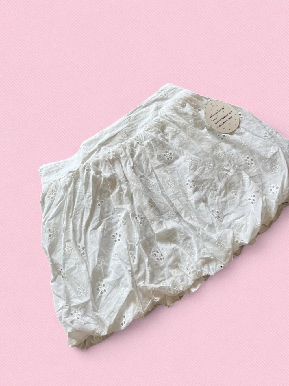 Passport White Eyelet Bubble Mini Skirt